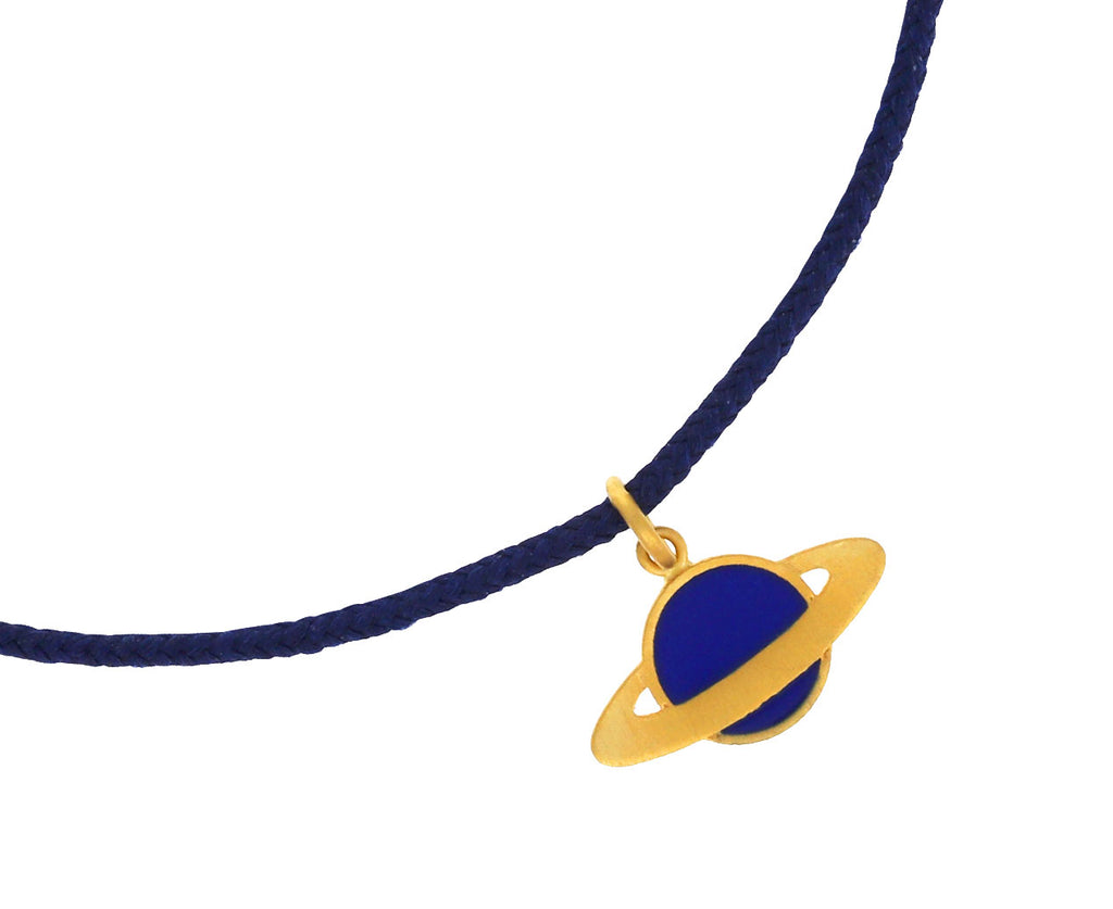 Blue Enamel Saturn Charm Bracelet
