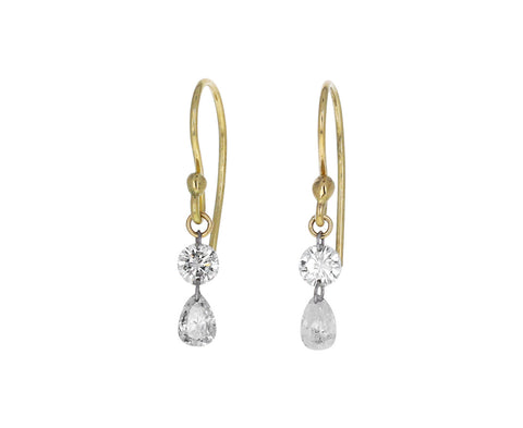 Round and Pear Shaped Diamond Drop Earrings