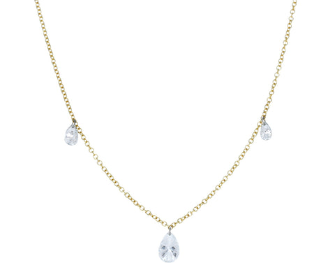 Free Set Triple Pear Shaped Diamond Necklace - TWISTonline