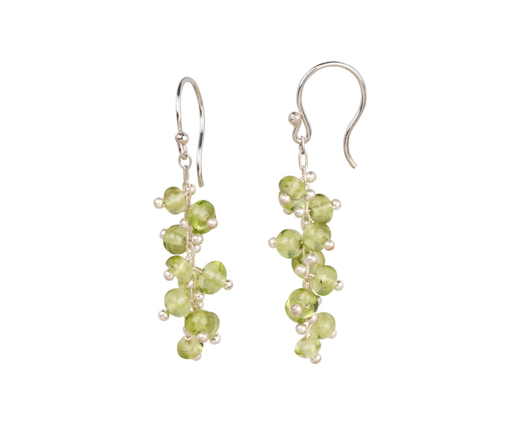Beaded Peridot Spiral Earrings