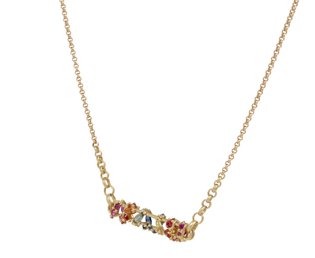 Polly Wales Rainbow Fontaine ID Bar Necklace Side View