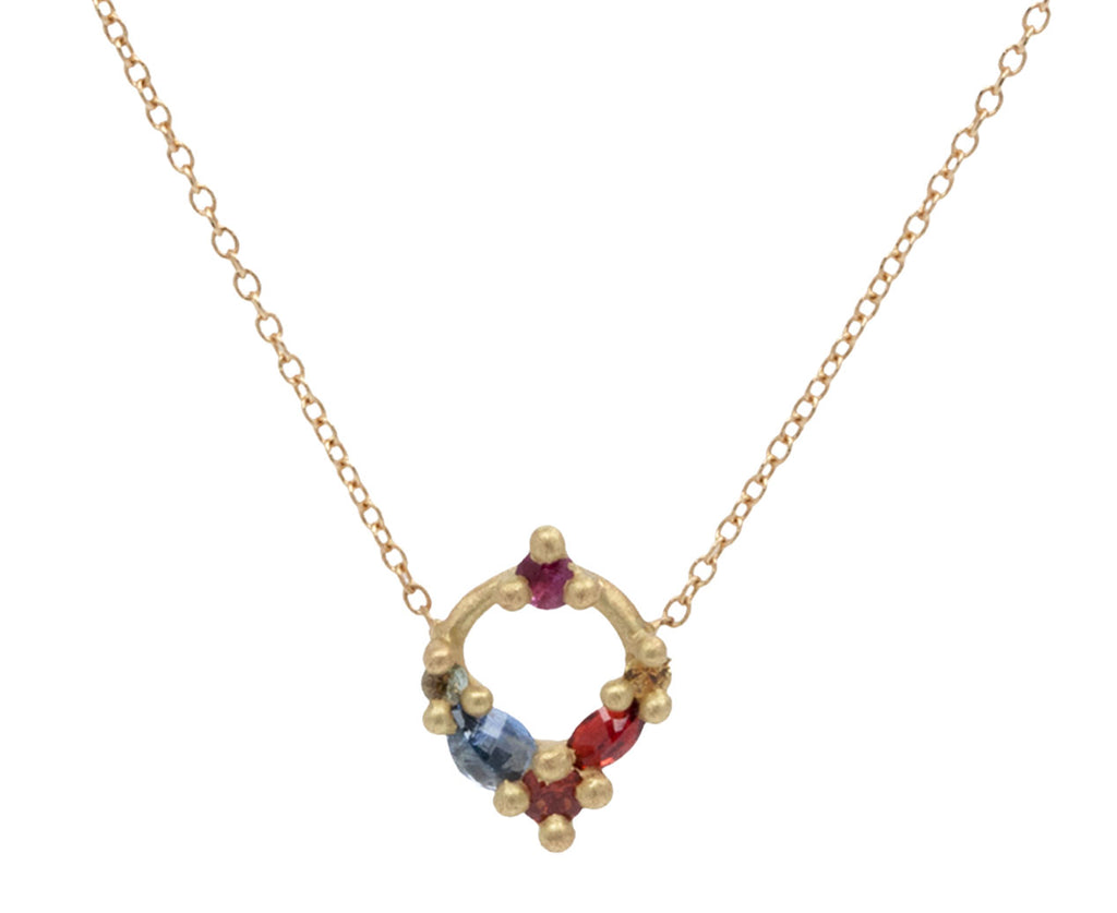 Rainbow Sapphire Des Gouttes de Roses Pendant Necklace