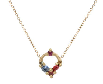 Rainbow Sapphire Des Gouttes de Roses Pendant Necklace