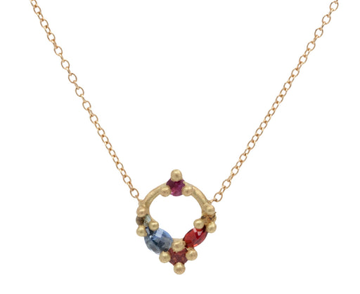Rainbow Sapphire Des Gouttes de Roses Pendant Necklace