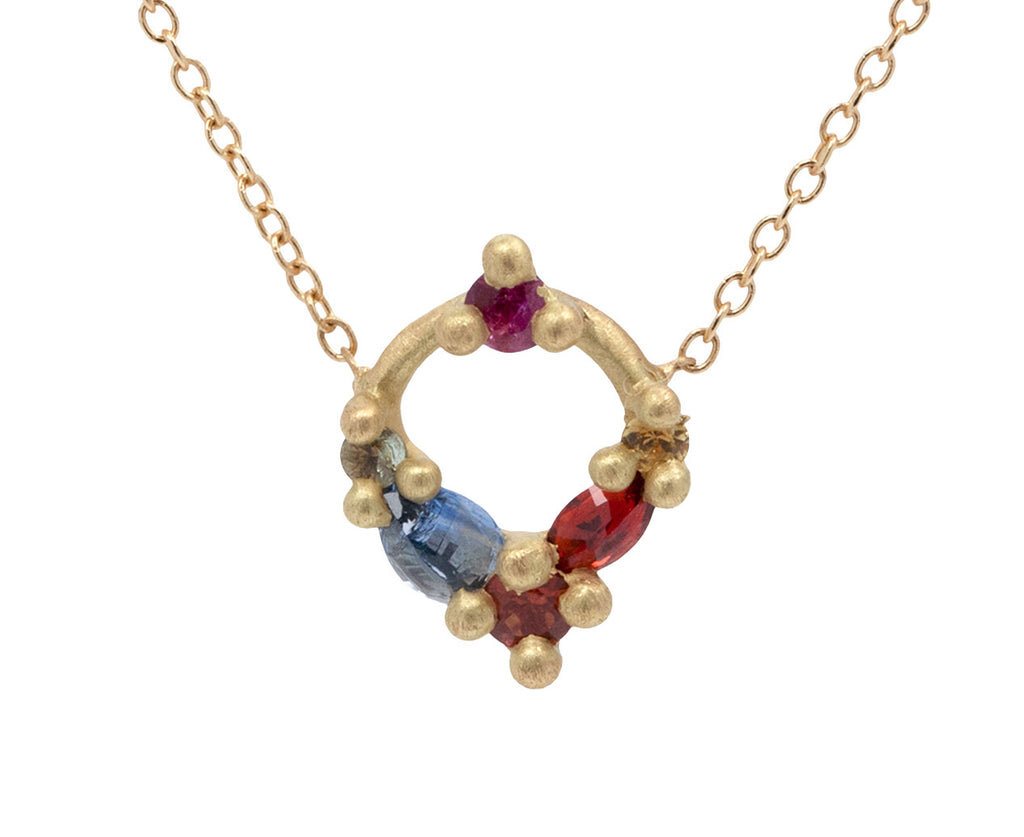 Rainbow Sapphire Des Gouttes de Roses Pendant Necklace