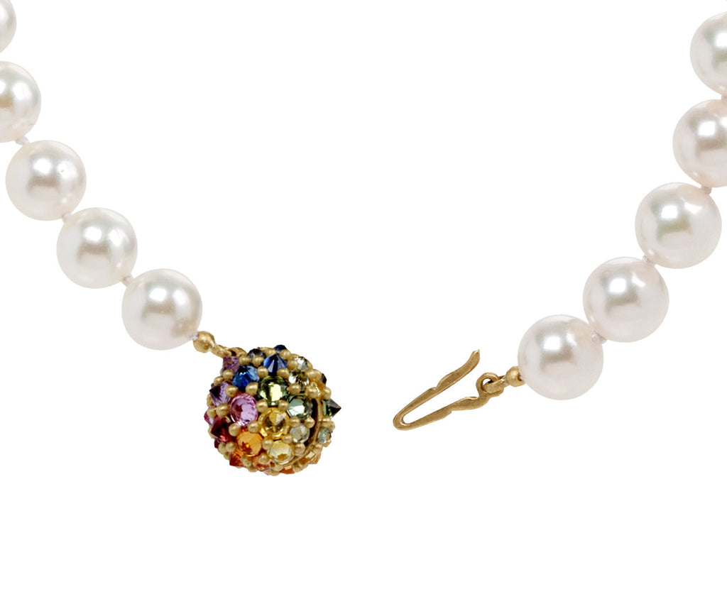 Polly Wales Medium Rainbow Sputnik Pearl Necklace Clasp Open