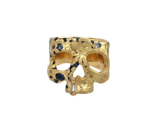 Polly Wales Blue Sapphire Confetti Skull Ring