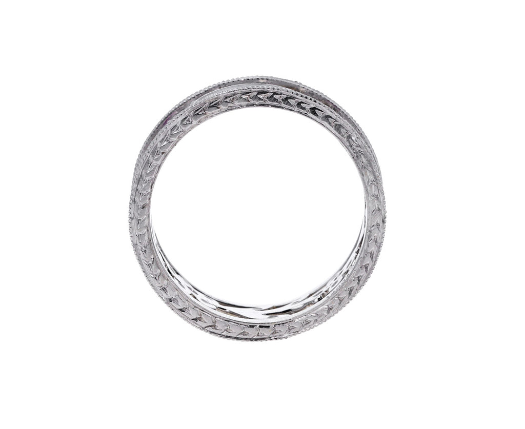 Platinum Diamond Sapphire Flower Vine Milgrain Band