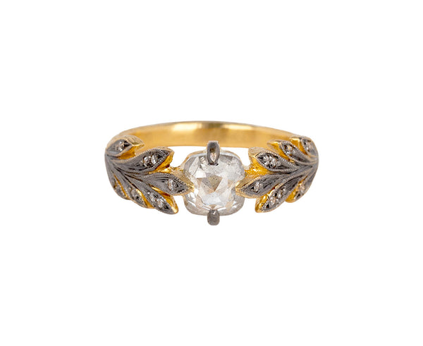 Cathy Waterman Rustic Diamond Leaf Side Ring