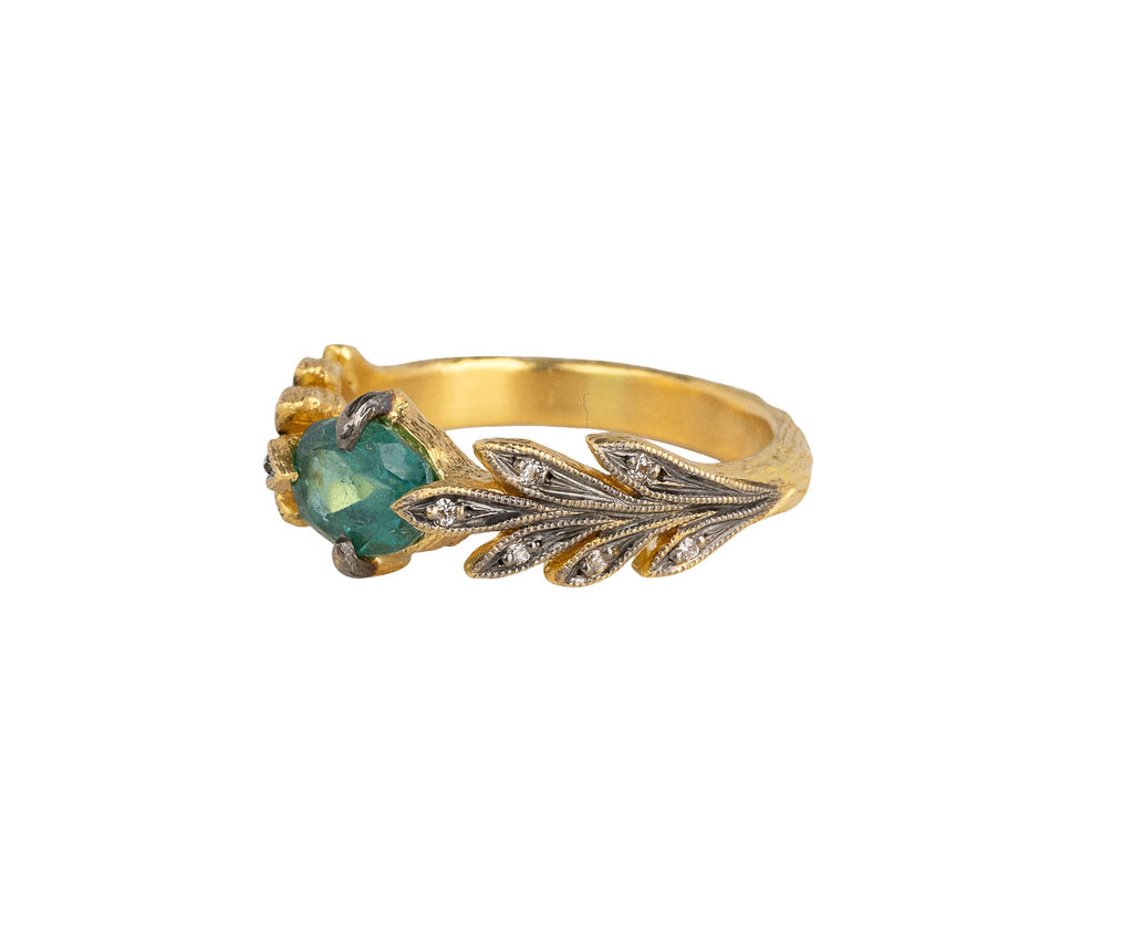 Cathy Waterman Indicolite Tourmaline Leafside Ring Side View