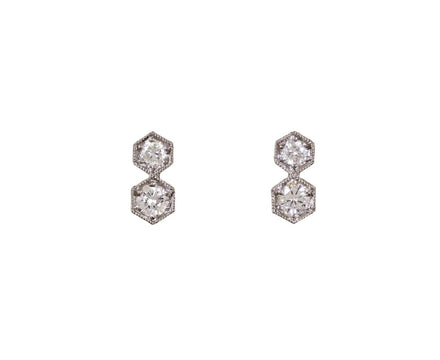 Double Hexagonal Diamond Post Earrings - TWISTonline 