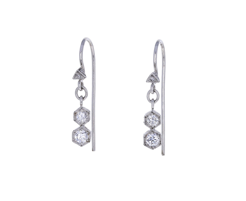 Double Hexagon Diamond Earrings
