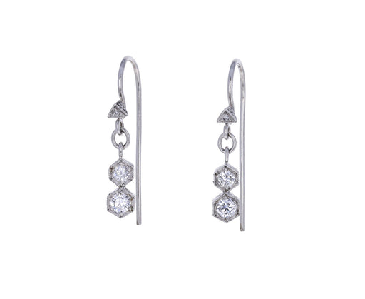 Double Hexagon Diamond Earrings