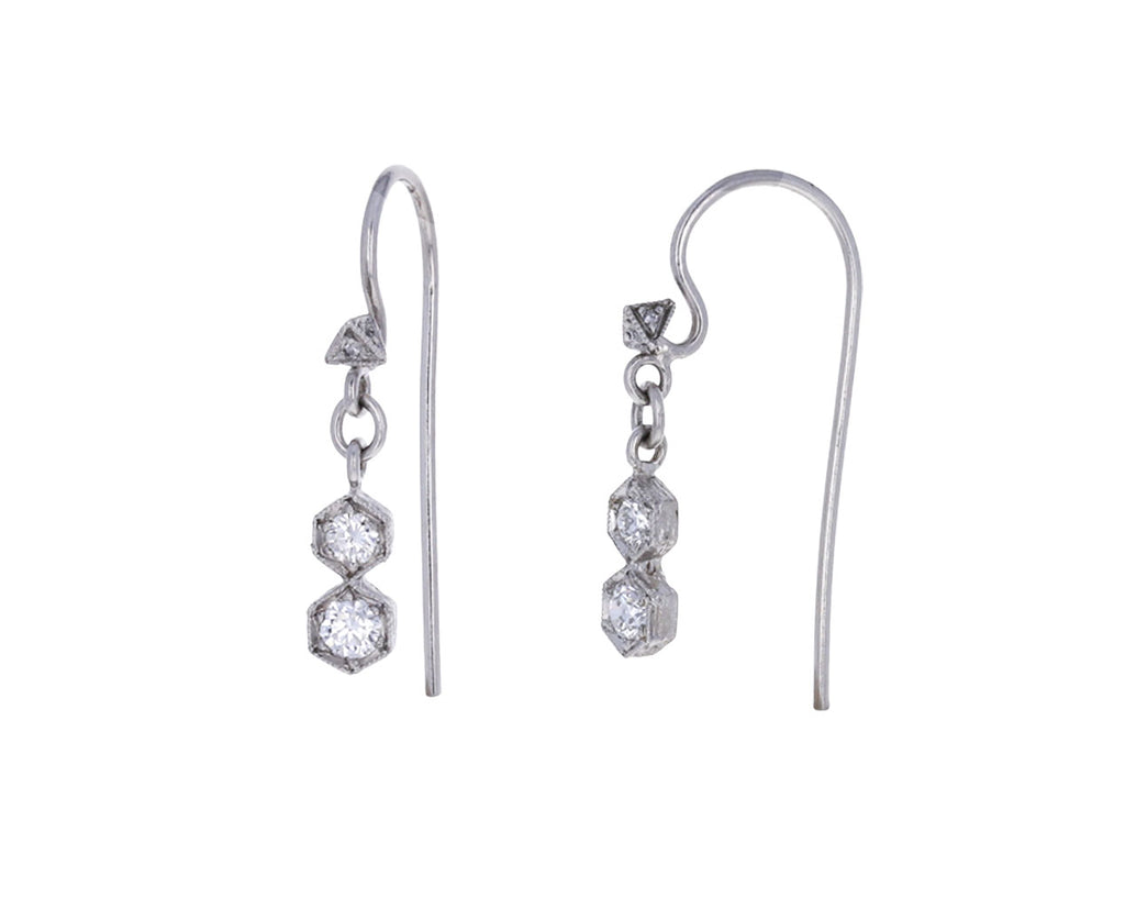 Double Hexagon Diamond Earrings