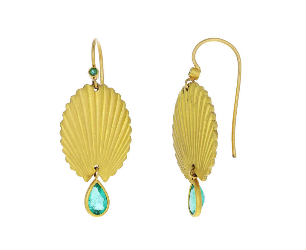 Colombian Emerald Scallop Shell Earrings