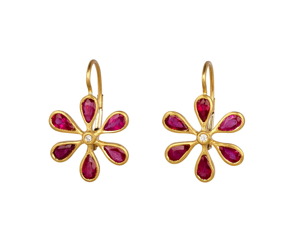 Ruby Flower Earrings