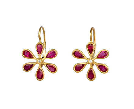 Ruby Flower Earrings