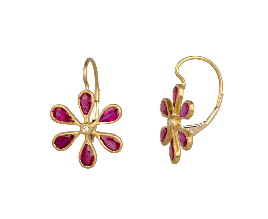 Ruby Flower Earrings