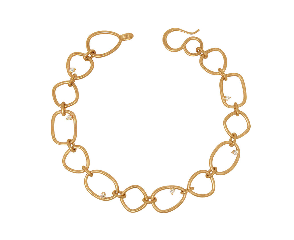 Nicole Landaw Large Calligraphy Diamond Chain Bracelet - open