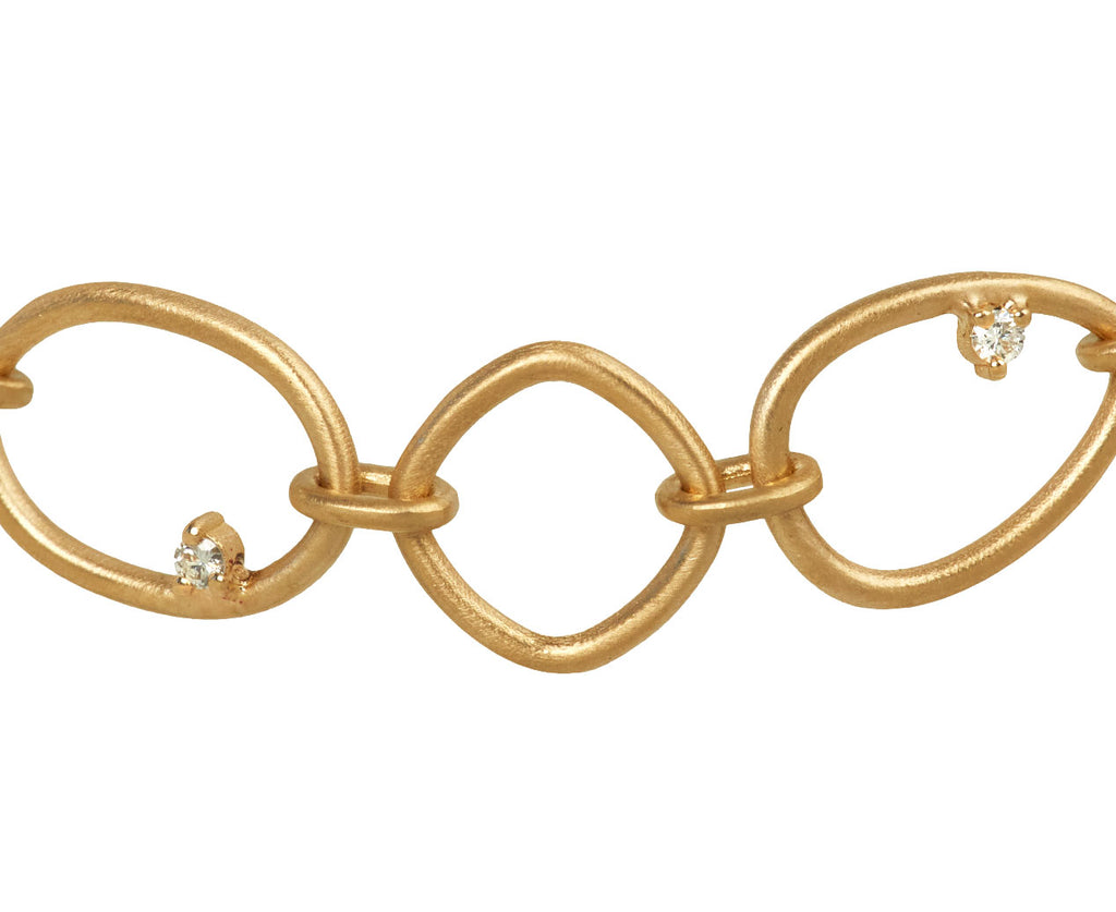 Nicole Landaw Large Calligraphy Diamond Chain Bracelet -  closeup