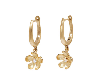 Graduated Huggie Flower Drop Earrings