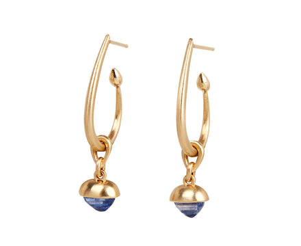Sapphire Acorn Hoop Earrings