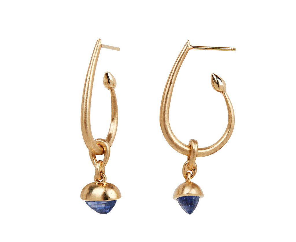 Sapphire Acorn Hoop Earrings