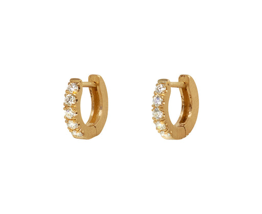Nicole Landaw Small Diamond Huggy Hoop Earrings