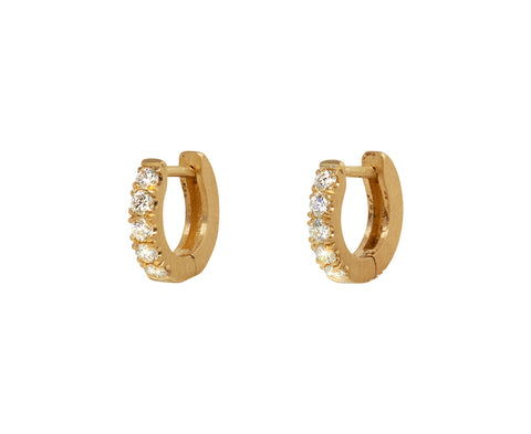 Nicole Landaw Small Diamond Huggy Hoop Earrings