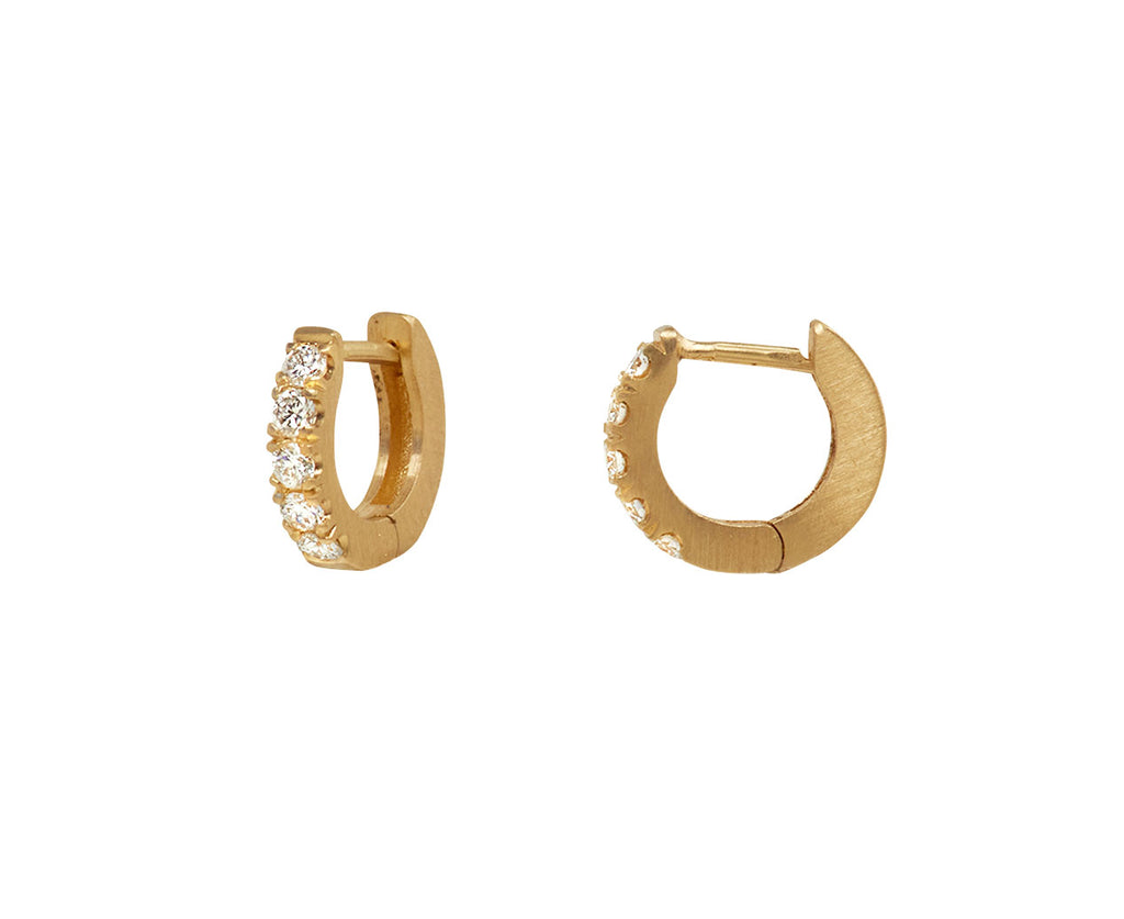 Nicole Landaw Small Diamond Huggy Hoop Earrings - side