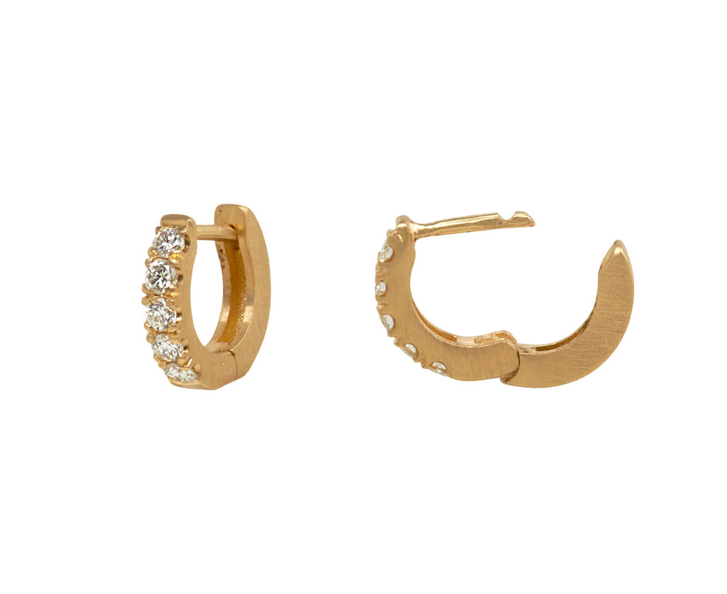 Nicole Landaw Small Diamond Huggy Hoop Earrings - closure