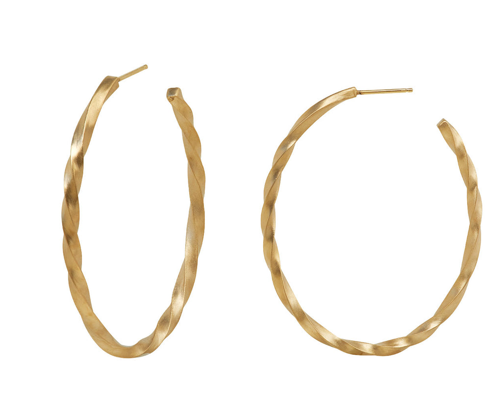 Nicole Landaw Twisted Gold Oval Hoop Earrings - side