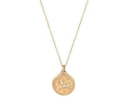 Flower Stamp Coin Medallion Necklace