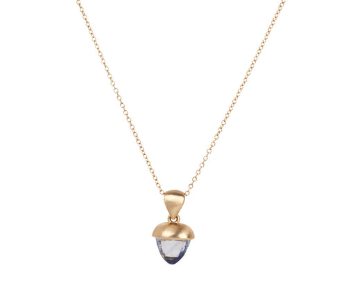 Blue Sapphire Acorn Pendant Necklace