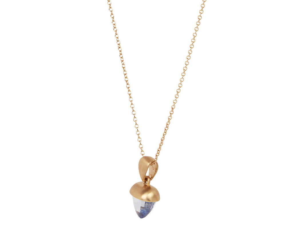 Blue Sapphire Acorn Pendant Necklace