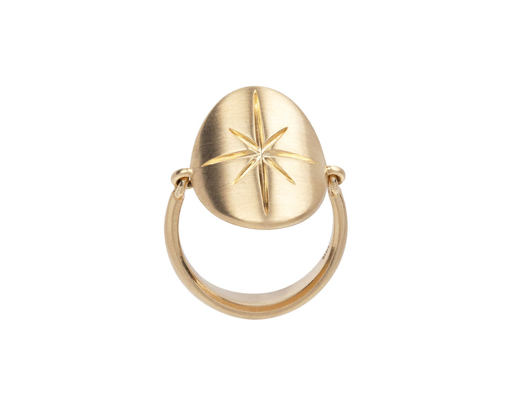 Nicole Landaw Oval Starburst Empire Ring Side Low Side Angle