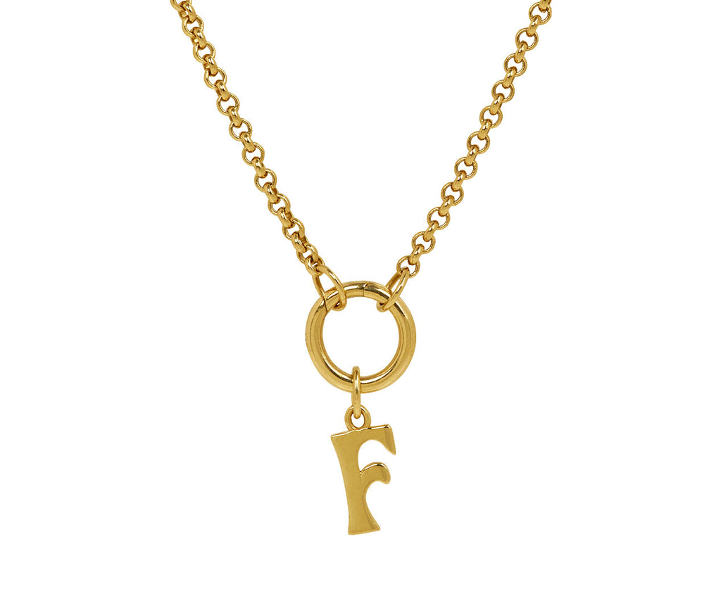 Marlo Laz Small 'F' Charm Pendant ONLY - closeup on chain