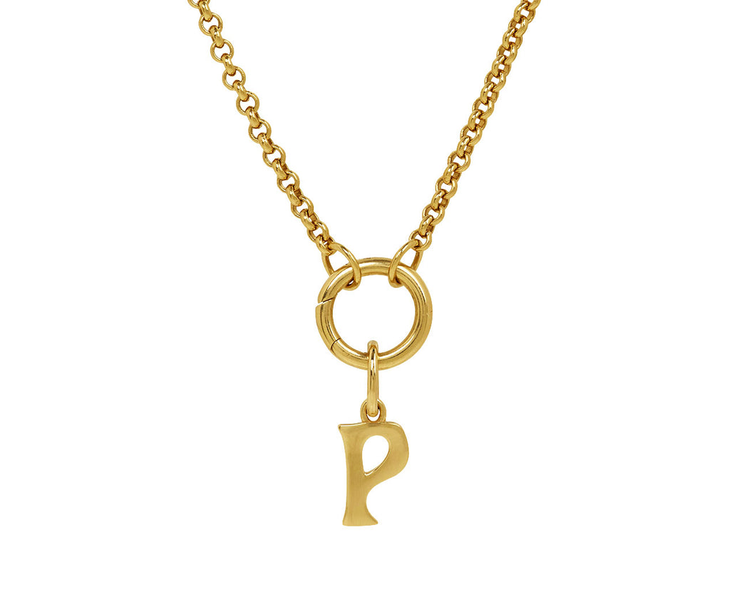Marlo Laz Small 'P' Charm Pendant ONLY - closeup on chain