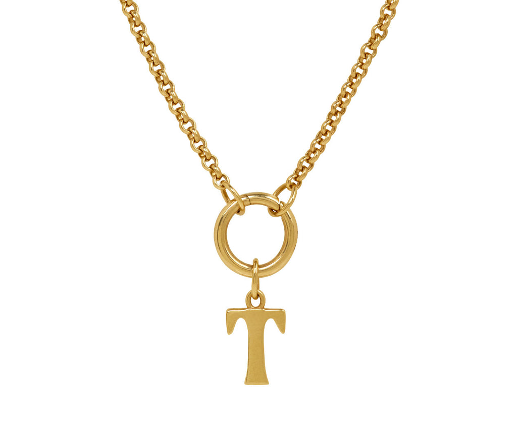 Marlo Laz Small 'T' Charm Pendant ONLY - closeup on chain