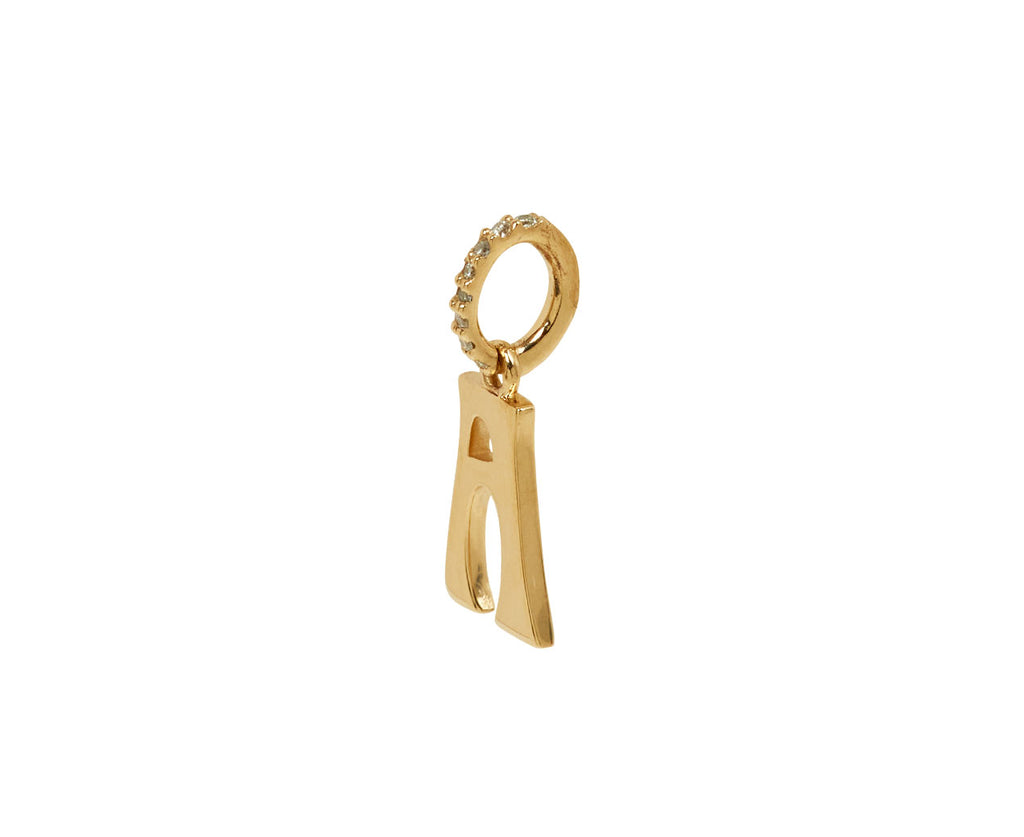 Marlo Laz Small Initial 'A' Pave Bale Charm Pendant ONLY - side
