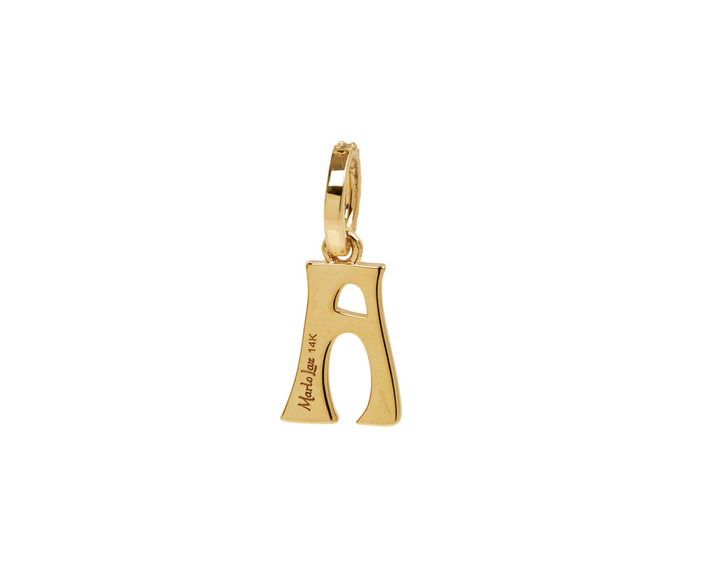 Marlo Laz Small Initial 'A' Pave Bale Charm Pendant ONLY - back