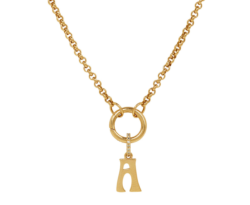 Marlo Laz Small Initial 'A' Pave Bale Charm Pendant ONLY - on chain