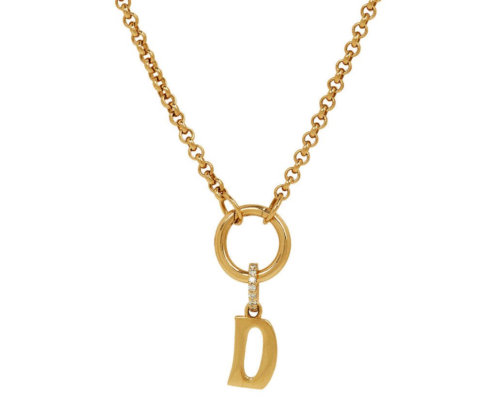 Marlo Laz Small 'D' Charm Pendant ONLY - closeup on chain