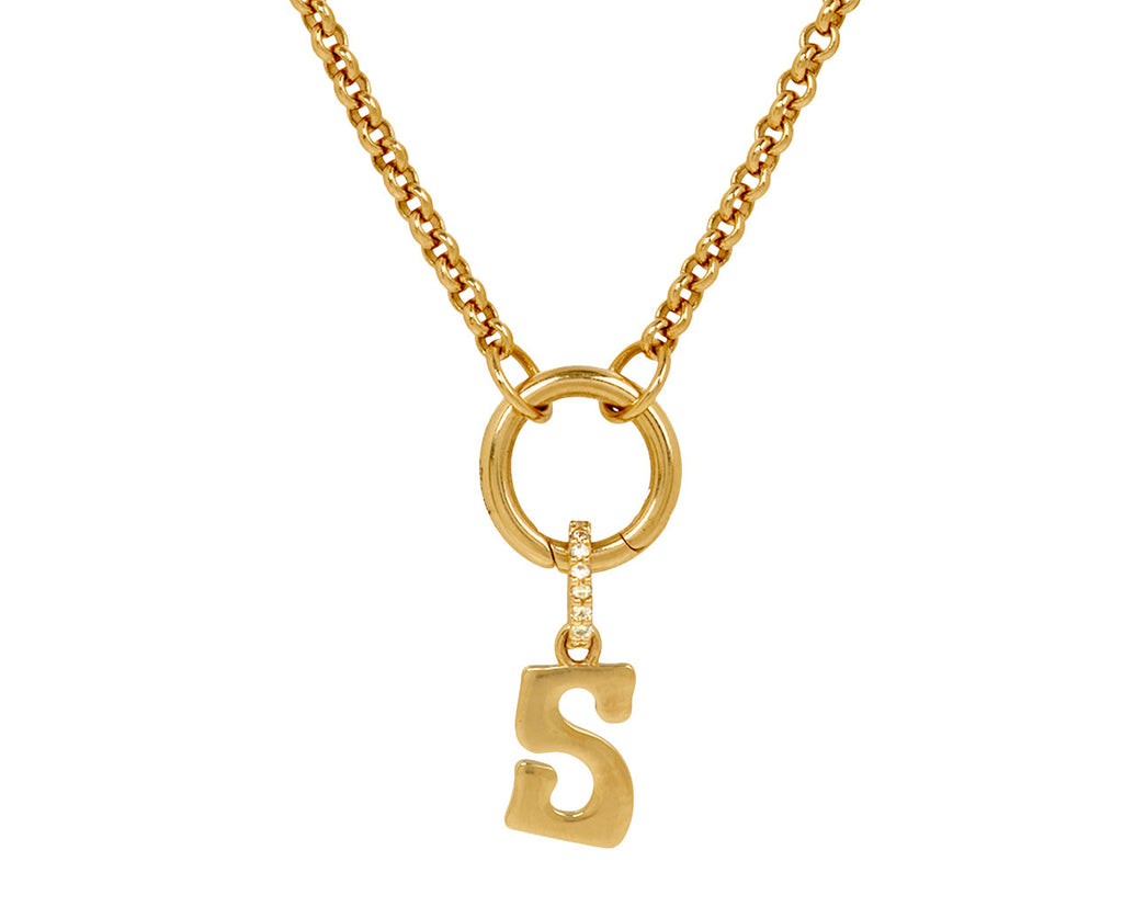 Marlo Laz Small 'S' Charm Pendant ONLY - closeup on chain