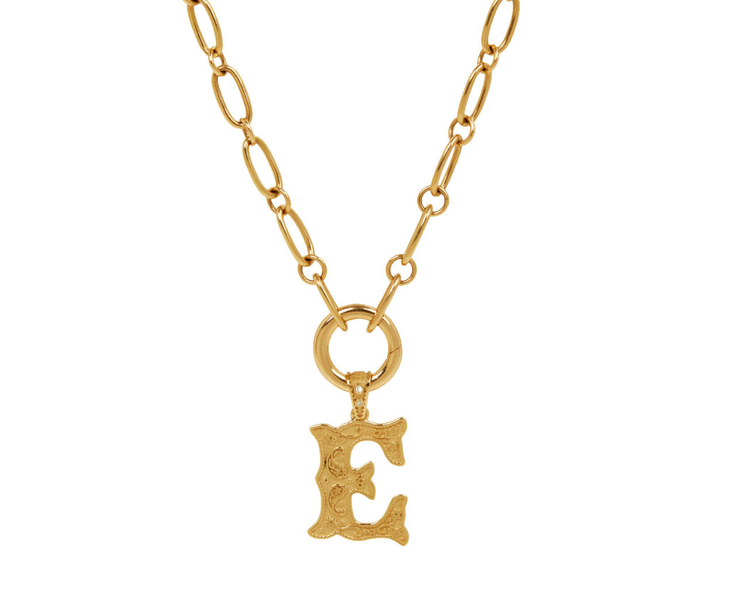 Marlo Laz Small Southwestern 'E 'Charm Pendant ONLY - closeup on chain