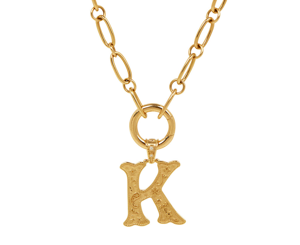 Marlo Laz Small Southwestern 'K' Charm Pendant ONLY - closeup on chain