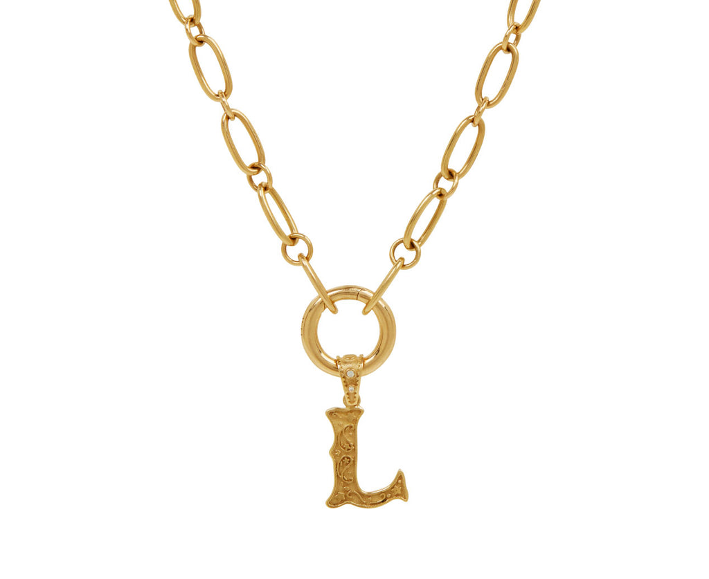 Marlo Laz Mini Southwestern 'L' Charm Pendant ONLY - closeup on chain