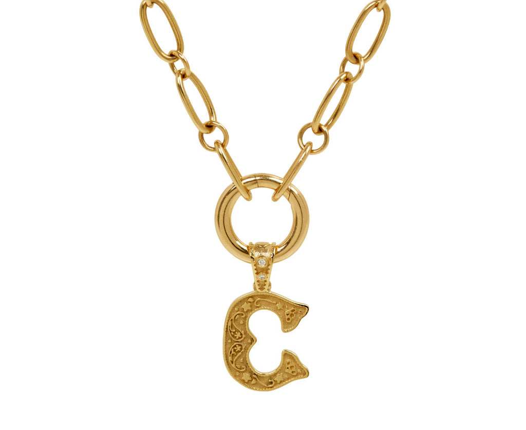 Marlo Laz Mini Southwestern 'C 'Charm Pendant ONLY - closeup on chain