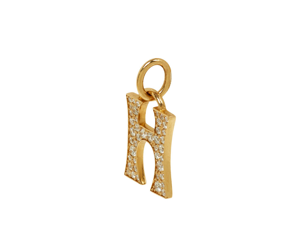Marlo Laz Pave 'H' Charm Pendant ONLY - side