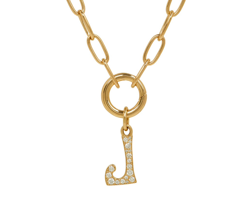 Marlo Laz Pave 'J' Charm Pendant ONLY - closeup on chain